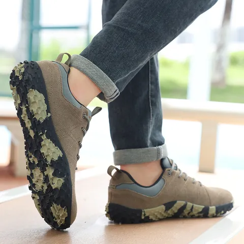 Barfußschuhe Mit Breiter Zehenpartie Für Damen Herren Rindsleder Outdoor Wanderschuhe Rutschfeste Verschleißfeste Casual Sneaker
