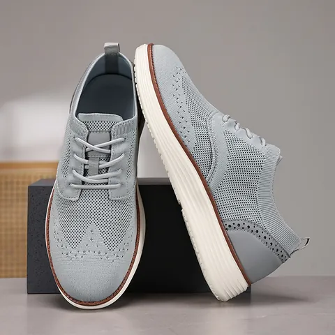 Herren Business Casual Fliegendes Webgitter Dress Walking Schuhe Leicht Atmungsaktiv Low Top Schnürschuhe Oxford Übergröße