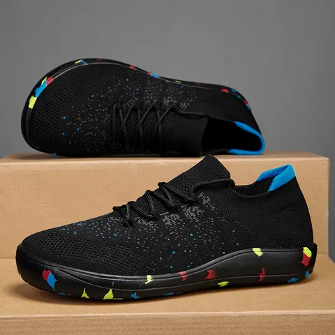 Scarpe da Uomo in Maglia Fly-knit Stile Calzino Leggere Traspiranti Casual Sportive Sneakers con Punta Larga Design a Schizzi Scarpe da Camminata