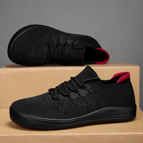 Scarpe da Uomo in Maglia Fly-knit Stile Calzino Leggere Traspiranti Casual Sportive Sneakers con Punta Larga Design a Schizzi Scarpe da Camminata