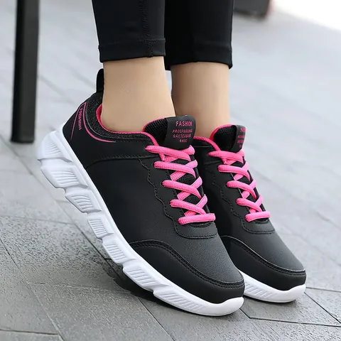 Sneakers Casual da Donna in Pelle Sintetica Impermeabili Scarpe da Corsa Leggere Suola Spessa Stringate Moda Scarpe Sportive per Donna Uomo Coppia