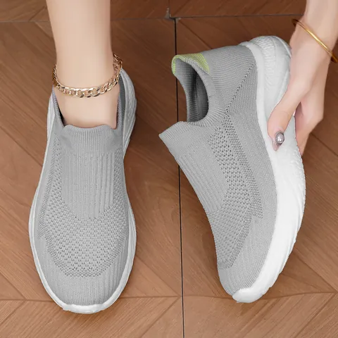 Uomo Donna Slip-On Scarpe da Corsa a Calzino Traspirante Flyknit Mesh Casual Sneakers da Passeggio Scarpe Sportive Leggere