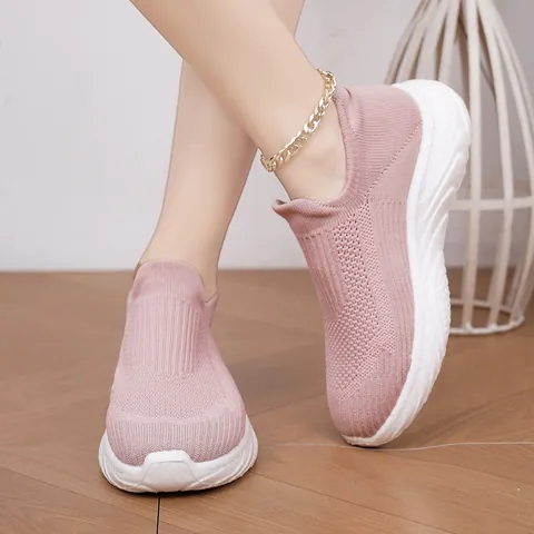 Uomo Donna Slip-On Scarpe da Corsa a Calzino Traspirante Flyknit Mesh Casual Sneakers da Passeggio Scarpe Sportive Leggere