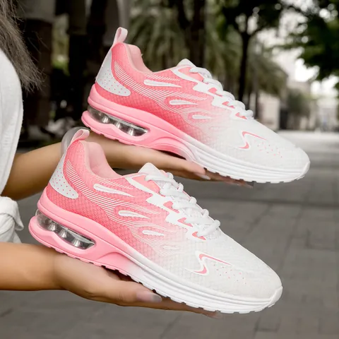 Scarpe da Corsa da Donna con Cuscino d'Aria Traspiranti in Maglia Fly Knit Sneakers alla Moda Ammortizzanti Scarpe Casual