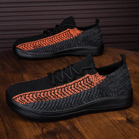 Scarpe Casual da Uomo a Punta Larga Piedi Nudi Sneakers in Maglia Traspirante Leggere Suola a Schizzi Scarpe Sportive
