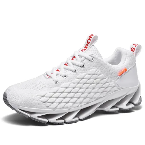 Men Blade Sneakers Flyknit Breathable Mesh Sports Shoes Fish Scale Texture Casual Fashion Trend Running Shoes For Outdoor Daily