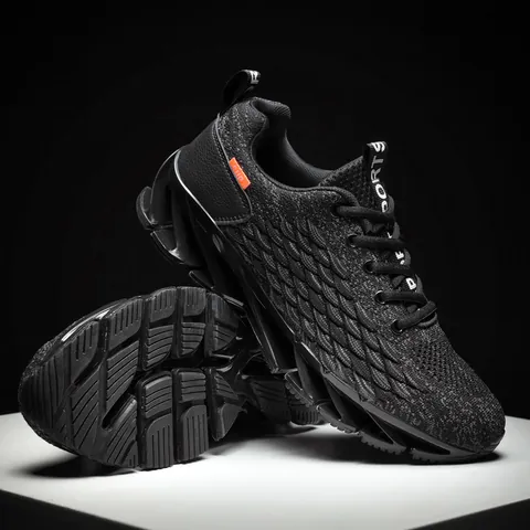Men Blade Sneakers Flyknit Breathable Mesh Sports Shoes Fish Scale Texture Casual Fashion Trend Running Shoes For Outdoor Daily