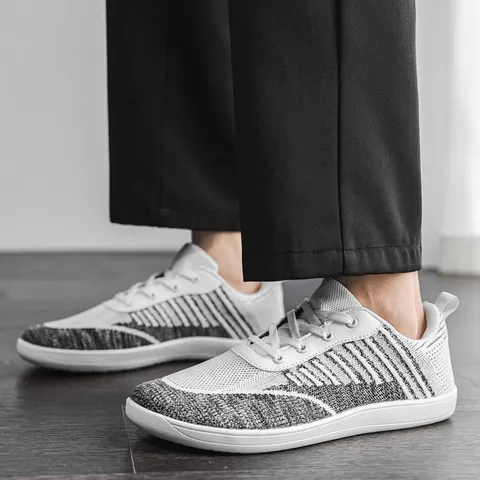 Barfußschuhe Breite Zehenbox Atmungsaktiv Flyknit Lässig Laufschuhe Herren Damen Leicht Minimalistisch Nullabsatz Training Wanderschuhe