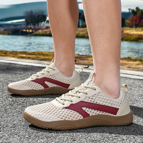 Men Breathable Mesh Casual Sports Shoes Wide Toe Box Outdoor Sneakers Non-slip Gum Sole Spring Summer Walking Footwear