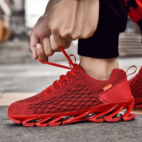 Men Blade Running Shoes Breathable Flyknit Mesh Sneakers Stylish Damping Athletic Shoes For Gym Casual Walking Male Footwear