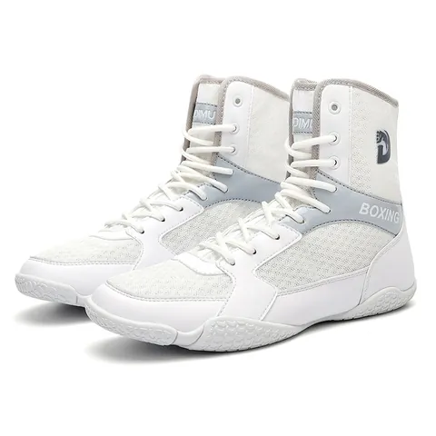 Professional High Top Boxing Wrestling Shoes For Men Women Breathable Synthetic Leather Mesh Indoor Training Combat Sneakers