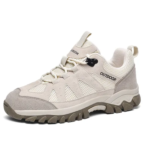 Outdoor Hiking Shoes Men Women Breathable Mesh Suede Patchwork Sneakers Anti Slip Rubber Sole Trekking Trail Walking Shoes