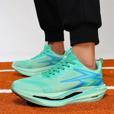 Professional Carbon Plate Running Shoes For Men Teens Breathable Mesh Shock Absorption Athletic Sneakers Racing Shoes
