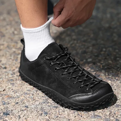 Leather Wide Toe Box Barefoot Hiking Shoes For Men Women Non-slip Wear-resistant Outdoor Trekking Sneakers Athletic Walking Shoes