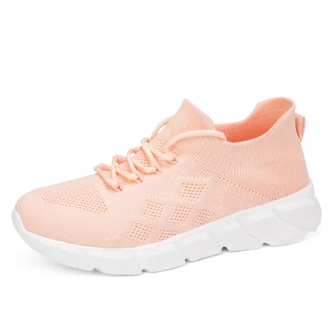 Sneakers Casual da Donna in Flyknit Traspiranti Leggere Suola Spessa Scarpe a Calzino Basse Stringate per Camminare Donna