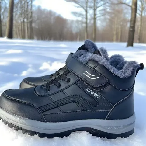 Winter Warm Snow Boots For Men Women Middle-Aged Mom Sport Casual Cotton Shoes Waterproof PU Faux Fur Lining Non-slip Shoes