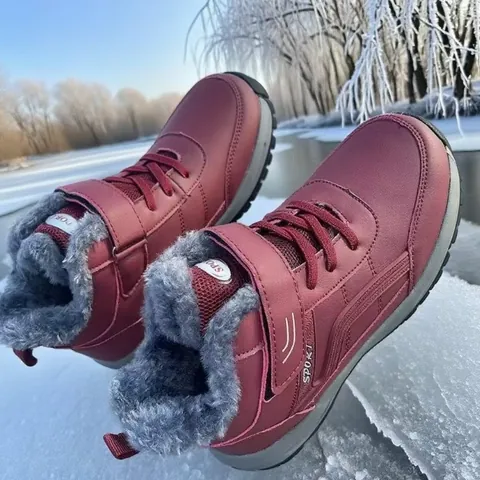 Winter Warm Snow Boots For Men Women Middle-Aged Mom Sport Casual Cotton Shoes Waterproof PU Faux Fur Lining Non-slip Shoes