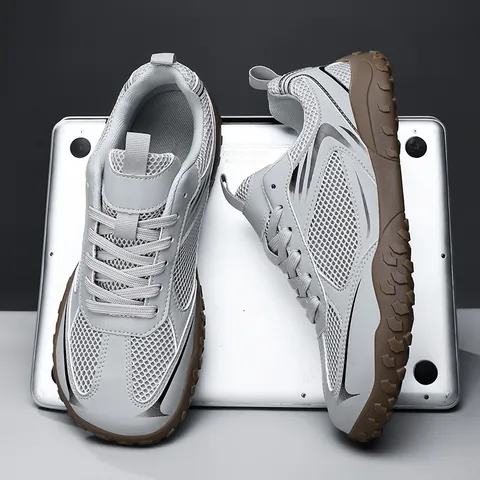 Casual Microfiber Mesh Sneakers Wide Toe Box Retro Breathable Lightweight Low-Top Shoes Non-Slip Rubber Sole Board Shoes