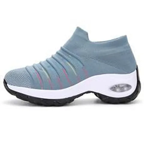 Sneakers a Calzino in Mesh Traspirante da Donna Cuscino d'Aria Suola Spessa Aumento di Altezza Casual Senza Lacci Scarpe da Danza Jazz
