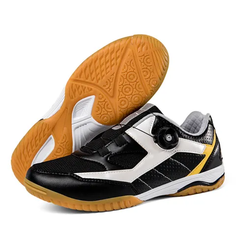 Kids Professional Table Tennis Shoes Breathable Fly-Knit Mesh Sport Sneakers With Rotating Buckle Non-Slip TPU Sole Training Shoes For Boys Girls