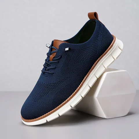 Baskets en Maille Respirante pour Hommes Style Britannique Chaussures de Course Décontractées Grande Taille Légères et Antidérapantes