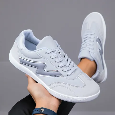 Men Fashion Sneakers Wide Toe Casual Sports Shoes PU Leather Mesh Breathable Lightweight Lace Up Walking Shoes