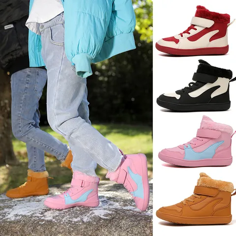 Botas de Nieve de Invierno para Niños Cálidas con Forro de Felpa Cuero Sintético Impermeable Suela de Caucho Antideslizante