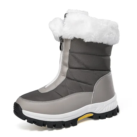 Dames Winter Sneeuwlaarzen Waterdicht Warm Kunstbontvoering Outdoor Antislip Mode Korte Laarzen Voorrits Halfhoge Schoenen