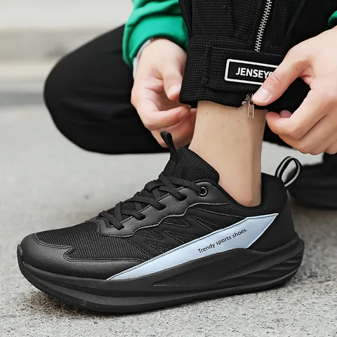 Laufschuhe Mit Breitem Zehenbereich Für Herren Damen Atmungsaktives Mesh Kunstleder Patchwork Dicke Sohle Jogging Sport Sneaker Übergröße