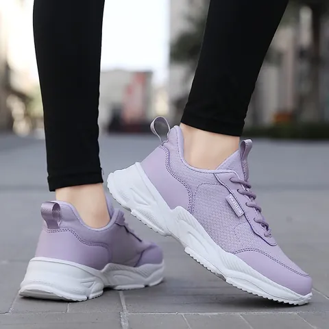 Sneakers da Donna in Mesh Traspirante Casual Plateau Stringate Scarpe Sportive Leggere Rialzanti Moda Quotidiana Scarpe da Passeggio