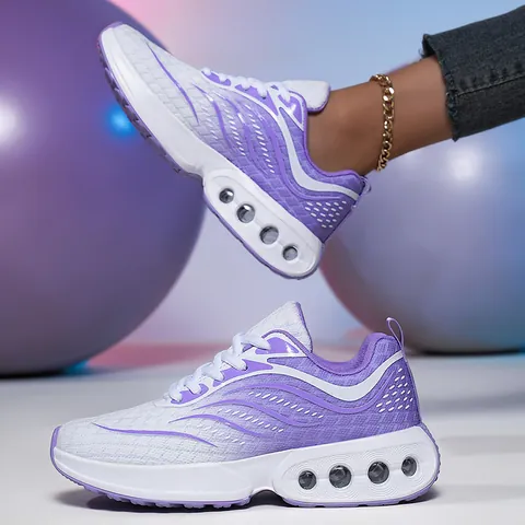 Zapatillas Casuales Transpirables de Malla con Cojín de Aire para Mujer Color Degradado Zapatos de Caminar Ligeros para Deporte Moda Running