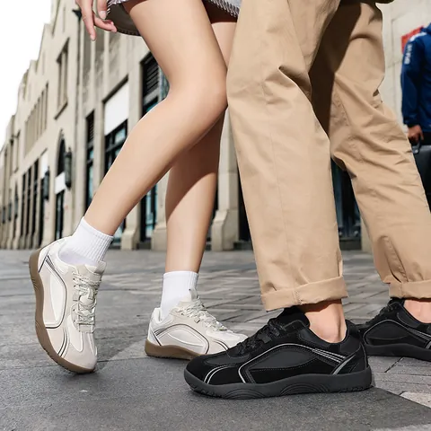 Unisex Barefoot Sneakers Wide Toe Box German Army Trainer Style Casual Shoes Synthetic Leather Flat Lace Up Walking Shoes