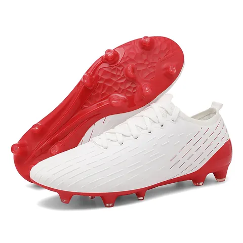 Zapatos de Fútbol Profesionales de Tejido Fly-knit para Hombre Corte Bajo Tacos Zapatillas de Entrenamiento para Césped Artificial Deporte