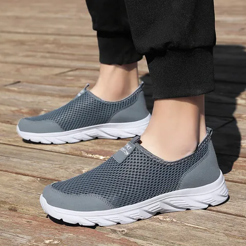 Chaussures Décontractées en Maille Respirante pour Hommes Mocassins Légers à Enfiler Pour Hommes Baskets de Marche Confortables Couleur Unie