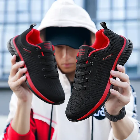 Breathable Mesh Flying Woven Running Shoes For Men Women Lightweight Shock Absorption Low Top Walking Sneakers Casual Sports Shoes