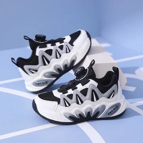 Nouvelles Chaussures Dad pour Enfants Baskets de Course Respirantes Antidérapantes pour Étudiants Chaussures de Sport Décontractées avec Fermeture à Bouton Rotatif