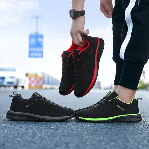 Breathable Mesh Flying Woven Running Shoes For Men Women Lightweight Shock Absorption Low Top Walking Sneakers Casual Sports Shoes