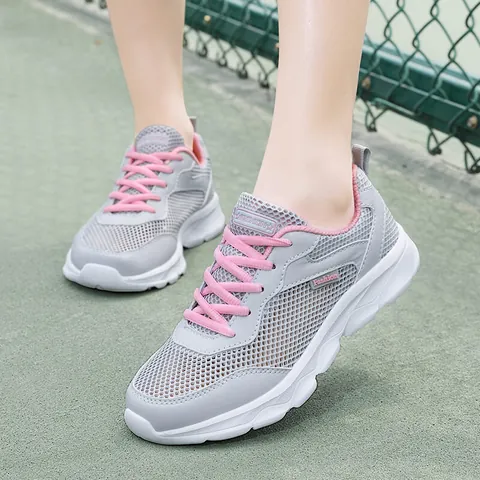 Scarpe Casual da Donna Estive Traspiranti a Rete Ampia Stile Coreano Stringate Traforate Sneakers Leggere Comode da Camminata