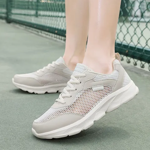 Scarpe Casual da Donna Estive Traspiranti a Rete Ampia Stile Coreano Stringate Traforate Sneakers Leggere Comode da Camminata