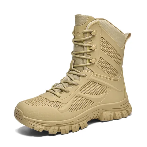 Men's Tactical Hiking Boots Waterproof Anti-slip High-top Desert Boots For Outdoor Trekking Climbing Military Style Footwear