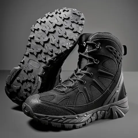 Men Tactical Boots High-Top Outdoor Hiking Shoes Breathable Combat Desert Work Boots Military Training Footwear Anti-Slip