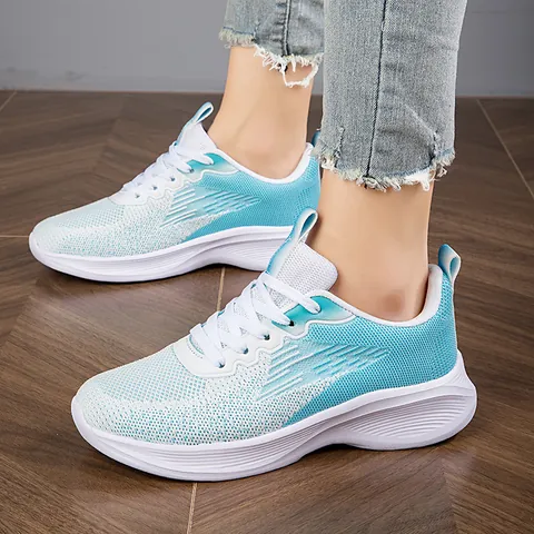 Sneaker da Donna in Tessuto Fly-knit Traspirante Scarpe Sportive Leggere Stringate Scarpe da Corsa Casual Calzature da Camminata Confortevoli