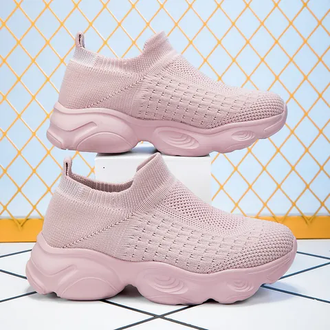 Kids Flyknit Sock Sneakers Breathable Slip On Casual Shoes For Boys Girls Children Outdoor Sport Training Shoes