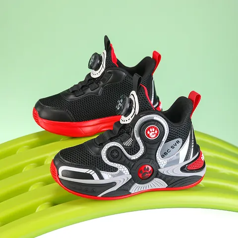 2025 Nouvelles Chaussures de Basket-Ball pour Garçons en Maille Respirante avec Bouton Rotatif Baskets Enfants Chaussures de Sport Antidérapantes
