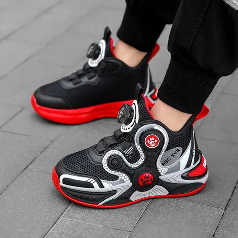 2025 Nouvelles Chaussures de Basket-Ball pour Garçons en Maille Respirante avec Bouton Rotatif Baskets Enfants Chaussures de Sport Antidérapantes