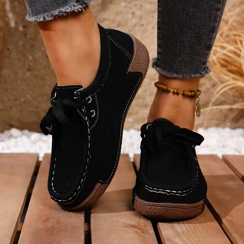 Zapatos de Balancín Mujer Suela Gruesa Mocasines Casuales Fondo Blando Textil Cómodo Aumentado Slip On Mocasines Costura Vintage