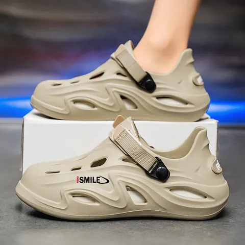 Herren Sommer EVA Clogs Mode Atmungsaktiv Hohl Sandalen Dicke Sohle Lässig Strand Garten Schuhe Mit Verstellbarem Fersenriemen