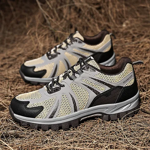 Men Breathable Hiking Shoes Steel Toe Safety Shoes Lightweight Puncture Resistant Outdoor Trekking Boots Non-slip Work Shoes For Men