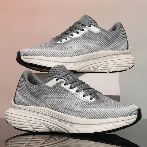 Herren Laufschuhe mit Breiter Zehenkappe Atmungsaktives Fly-Knit Mesh Leichte Gedämpfte Lässige Walking Sneaker Rutschfeste Sommersportschuhe