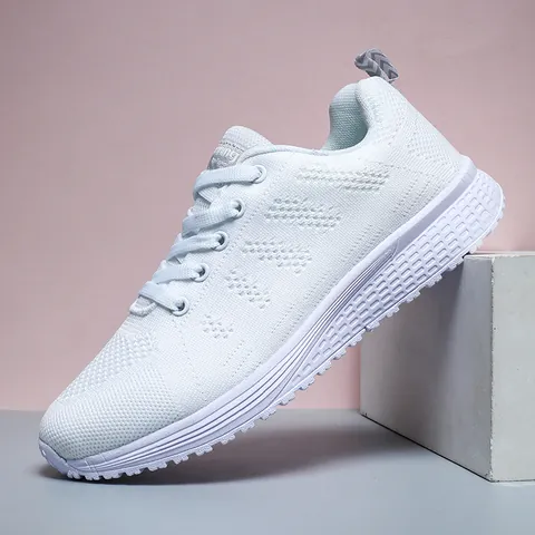 Scarpe da Corsa da Donna Leggere e Traspiranti in Fly-knit Sneaker Casual Allacciate per il Fitness in Palestra Scarpe Basse